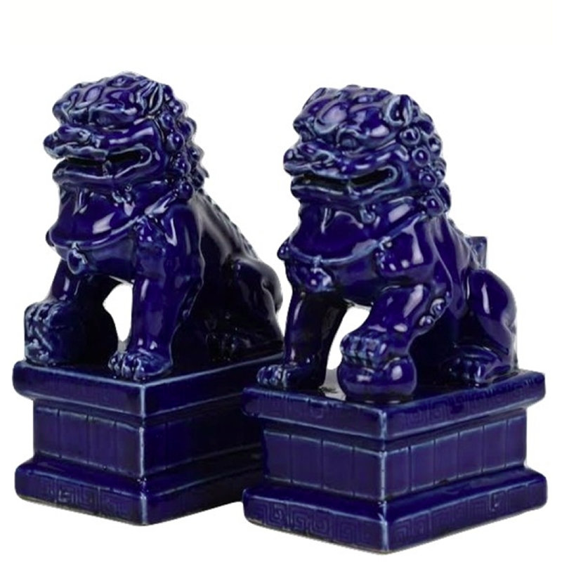 MINI PALE GREEN FOO DOGS, Navy