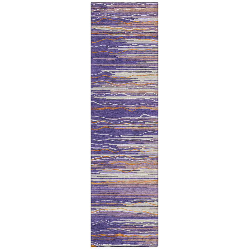 Ayra Purple Washable Indoor-Outdoor Rug - , 2'3" x 7'6"
