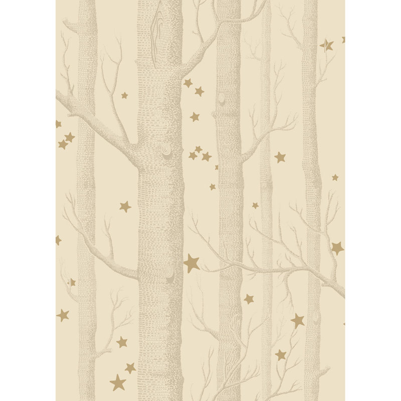 Whimsical Floral Wallpaper Roll, Buff/Gold