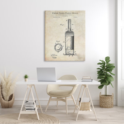 Schéma détaillé d'une bouteille de vin brevetée