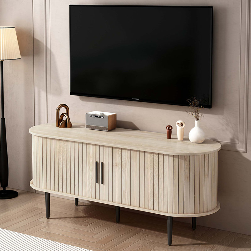 Modern TV Console Table with Ample Storage and Sliding Door