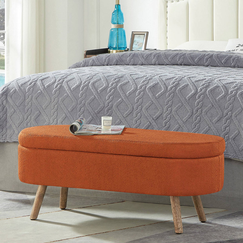 Banc de rangement avec repose-pieds ovale Luxury, Orange