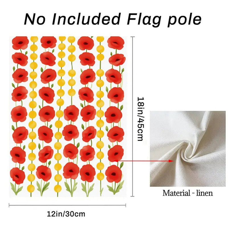 Drapeau minimaliste à rayures verticales double face rouge coquelicot 12 po x 18 po