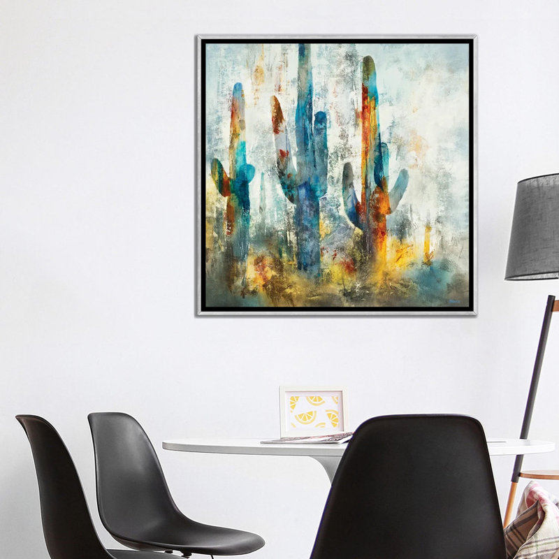 «Saguaro Forest» encadré par Scott Brems, Toile argentée avec cadre flottant, H 37 po x l 37 po x P 1,5 po, Non