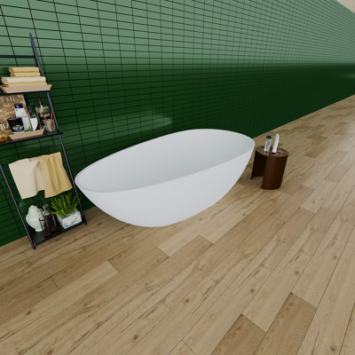 Unionstone 59'' x 30.75'' Undermount Soaking Solid Surface Bathtub