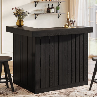 L-Shaped Home Bar Cabinet, 4-Tier Corner Liquor Bar Table by Millwood Pines
