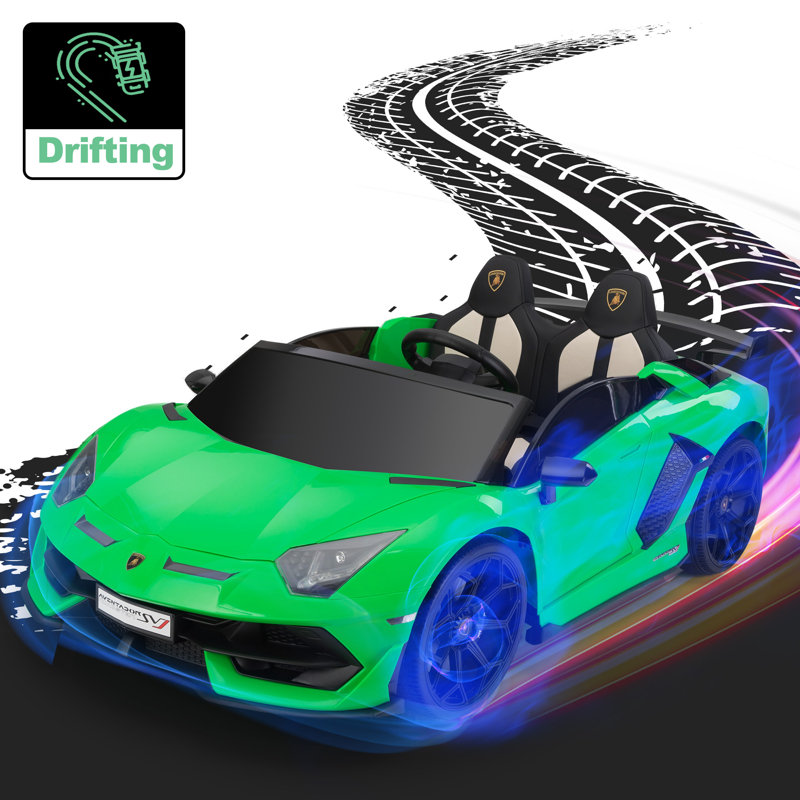 24V Green Lamborghini Ride-On Car with Dual Motors and Remote Control
