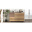 Hand - Buffet de 55 po, 2 tiroirs 3 portes, multifonctionnel pour la cuisine et les espaces de vie, console de café, tablettes réglables, protection pour les pointes, capacité de 200 livres, palette de couleurs brun jaune,