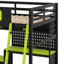 Lit mezzanine en bois avec bureau, tablettes, lumières DEL, ports USB et panneau perforé-808668907