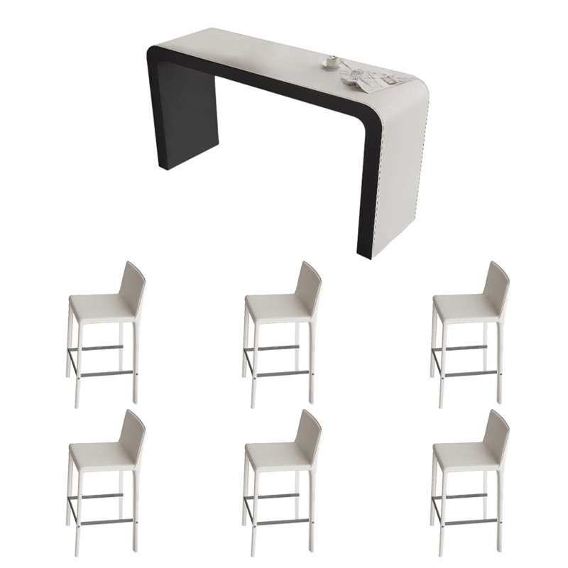 Table de bar haut de gamme en cuir de selle, H 39,3 po x L 70,8 po x l 15,7 po