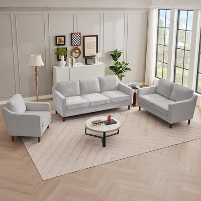 Azriah 3 Piece Chenille Living Room Set
