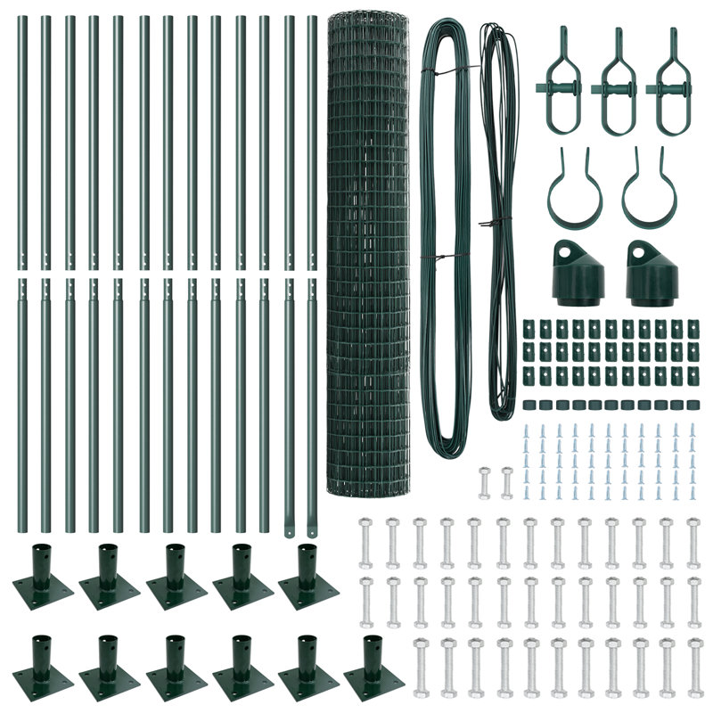 Galvanised Steel Border Fencing, 120 x 2500 x 0.2 cm, Green