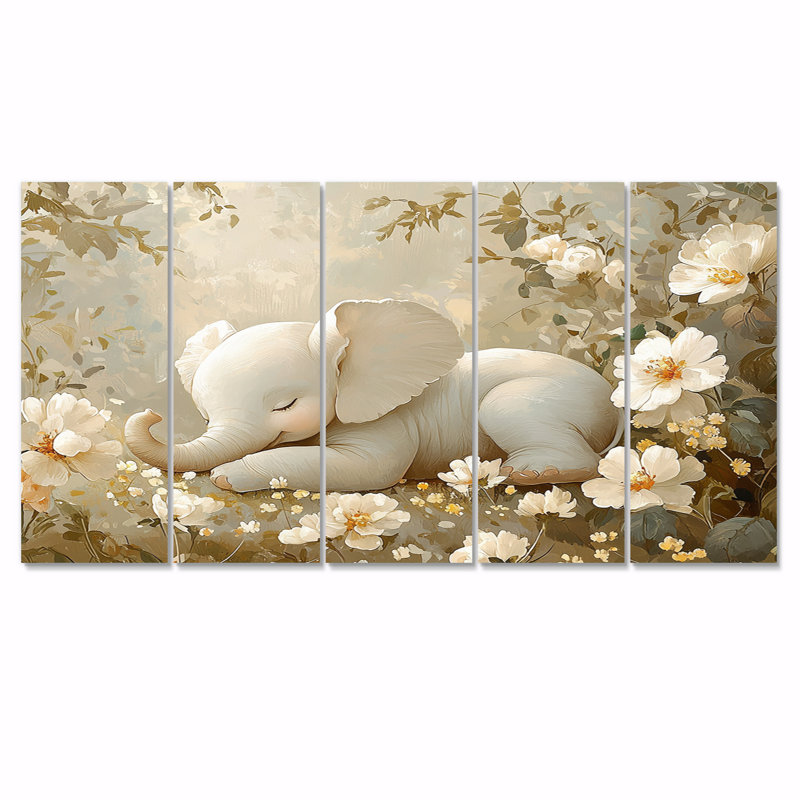«Nursery Elephant Grey Little Peanut», ensemble d'art mural pour chambre de bébé, H 28 po x l 60 po