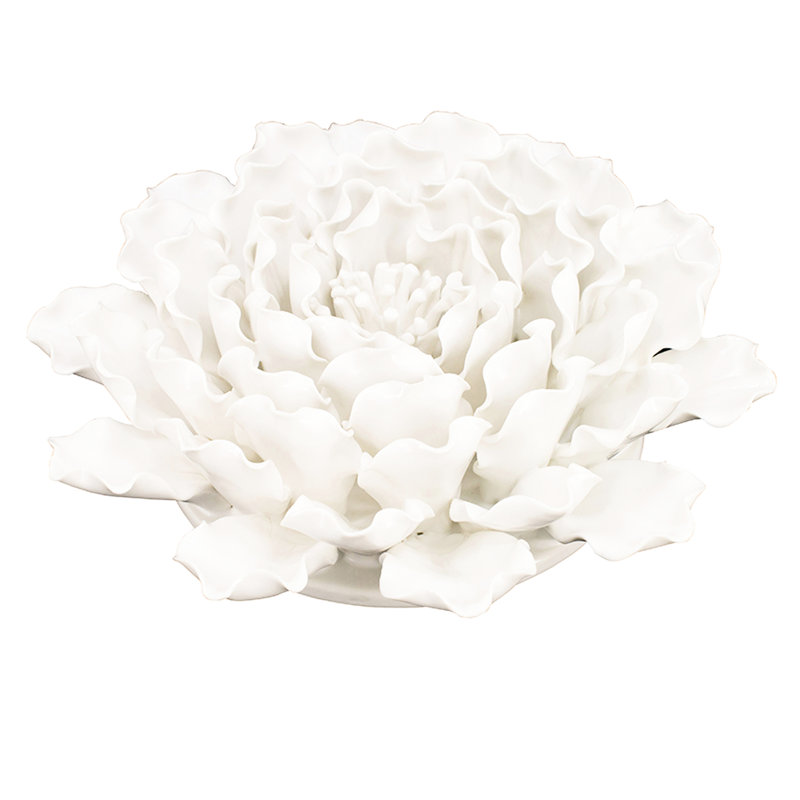 Présentoir à fleurs en céramique fait à la main, pétales texturés crème, 9,3 po x 9,3 po x 3 po, magnifique décoration murale, de table et de tablette, suspension facile à monter, 3D, 9,3 po x 9,3 po x 3 po, charmant