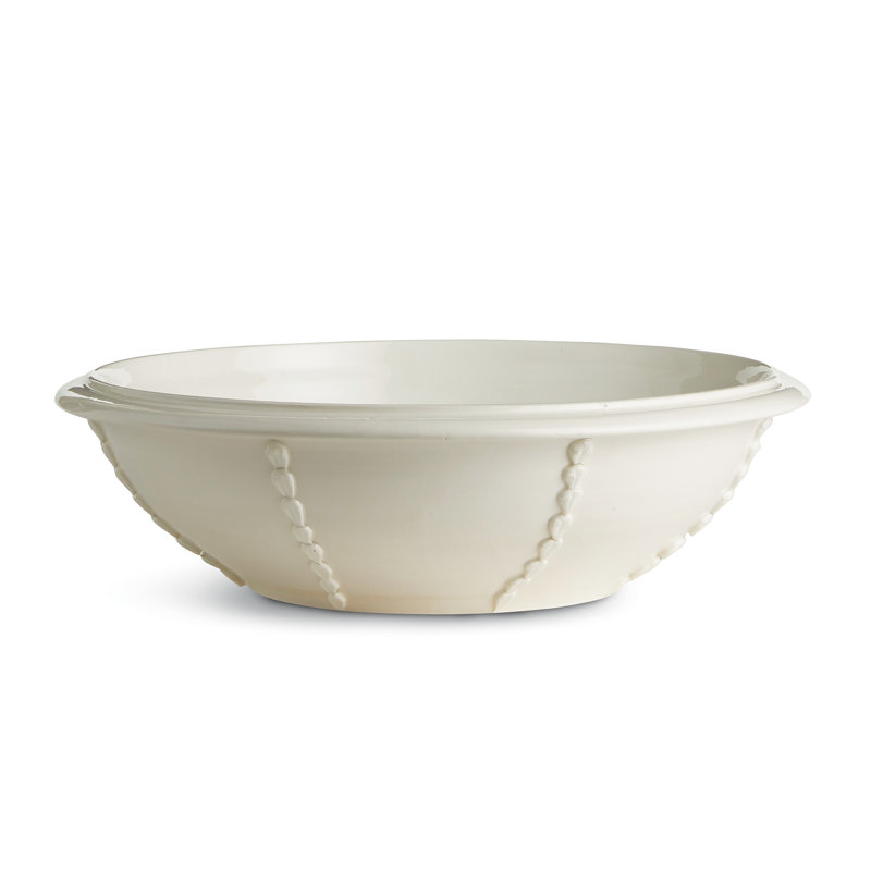 Bol décoratif en Auuche, H 6 po x l 21 po x P 21 po, Blanc