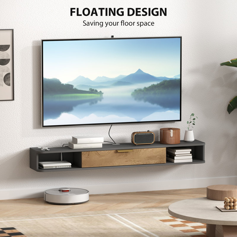 Unfinished Floating TV Stand, 16cm H x 140cm L x 24cm W