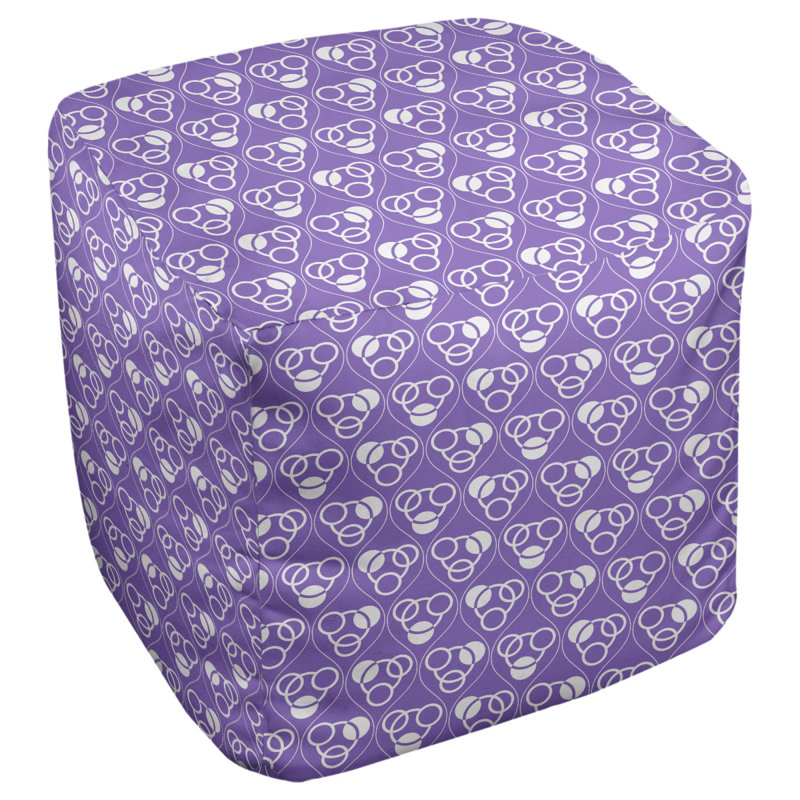 Repose-pieds à cubes classic circle ondulations, Mauve / blanc