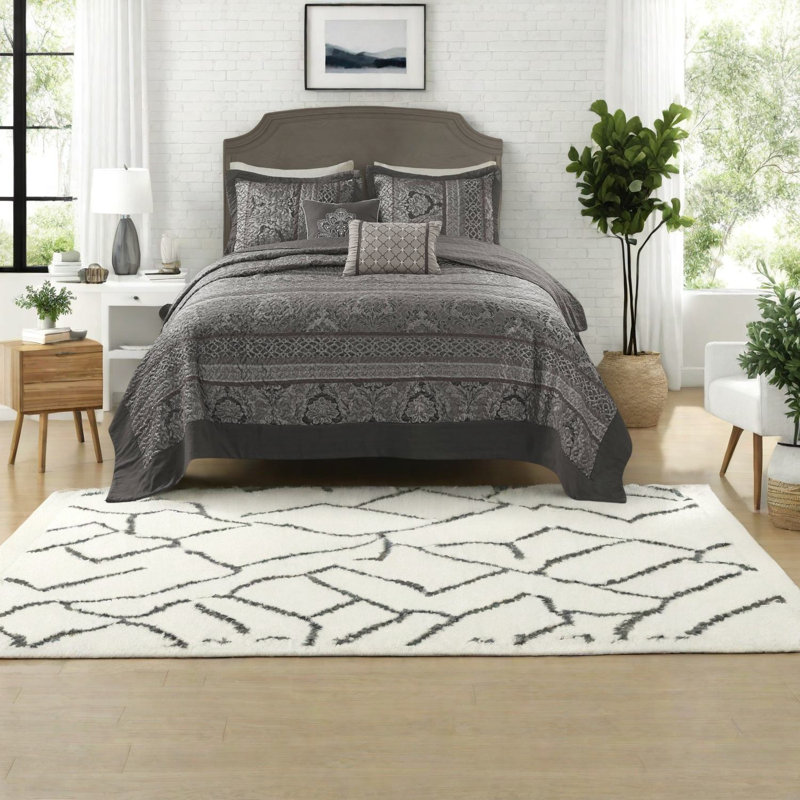 Ensemble de literie en jacquard réversible de luxe luxueux, polyester durable, style élégant pour la maison