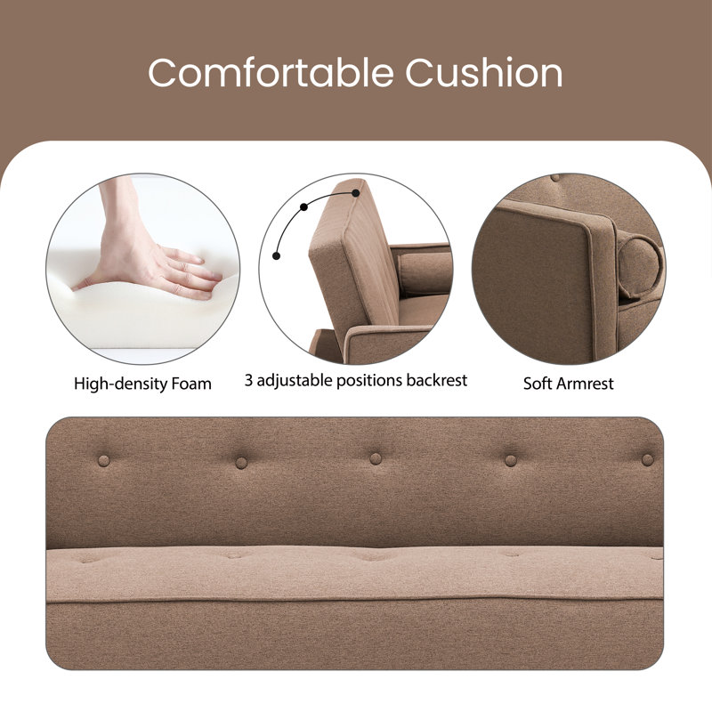 Futon avec matelas capitonné 71,6 po Ilta, Lin brun