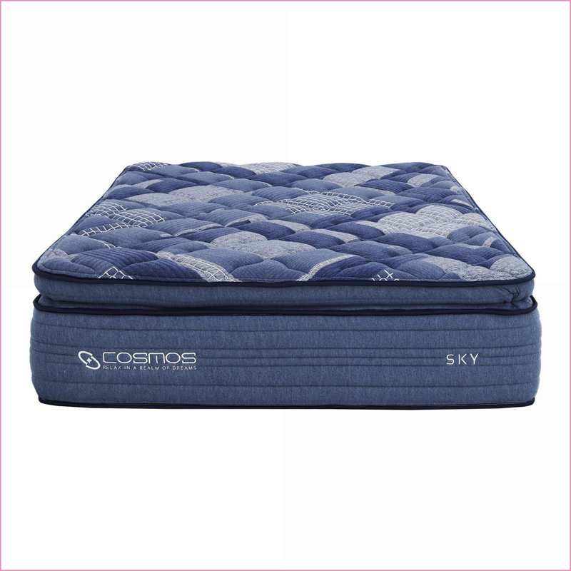 Mattresses, Queen 14"" Pocket InnerSpring Memory Foam Mattress | Sky Blue | Foam+Spring, 14", Queen