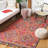 Oriental Hand Tufted Wool/Cotton Area Rug in Pink/Turquoise/Brown/Yellow-1091789476