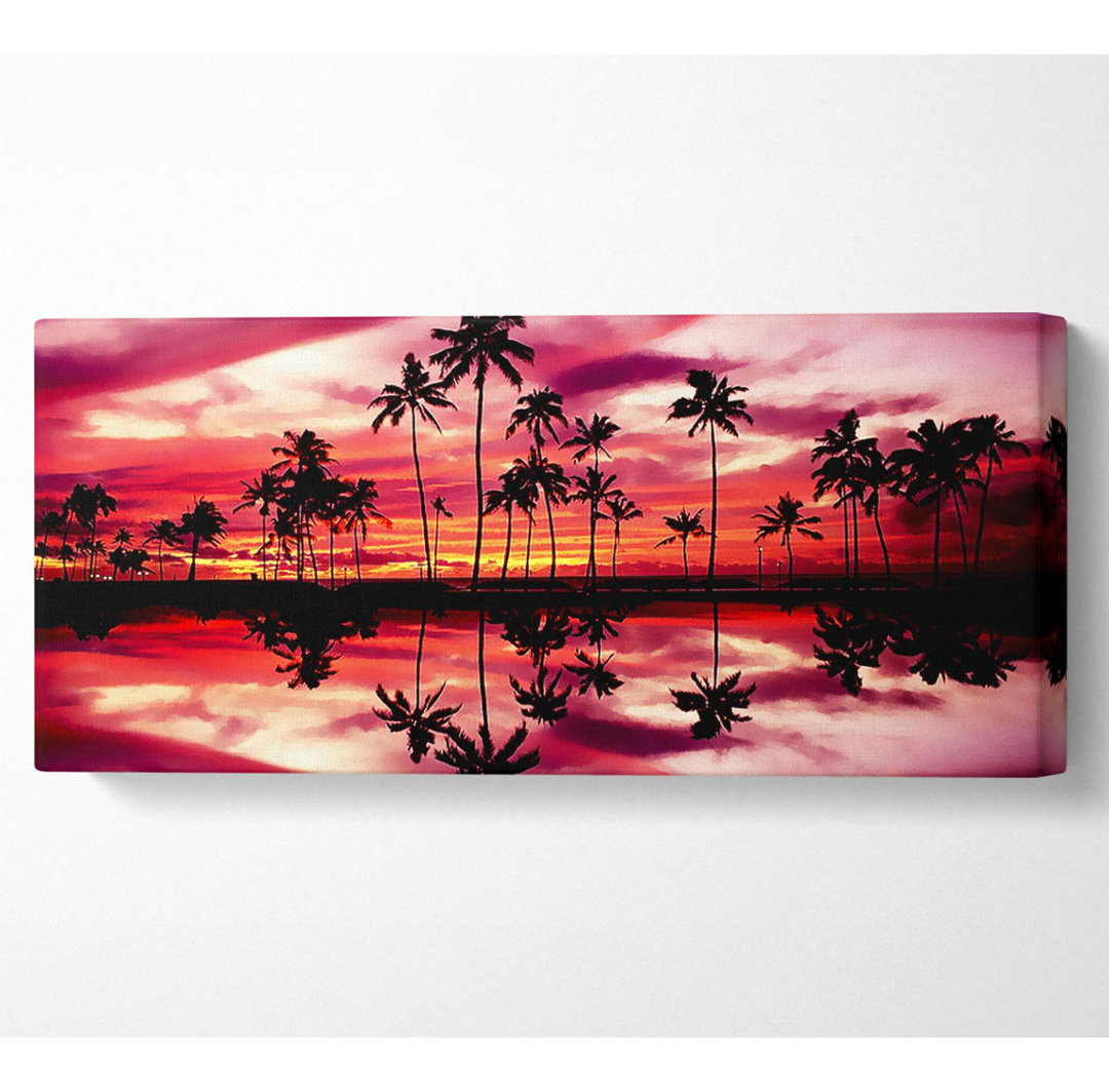 Pink Palm Tree Reflections - Kunstdrucke auf Segeltuch