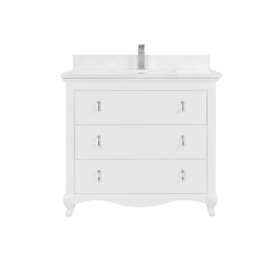 36" Cadet Finish Solid Wood Sink Vanity  With 1' Artificial Stone Top