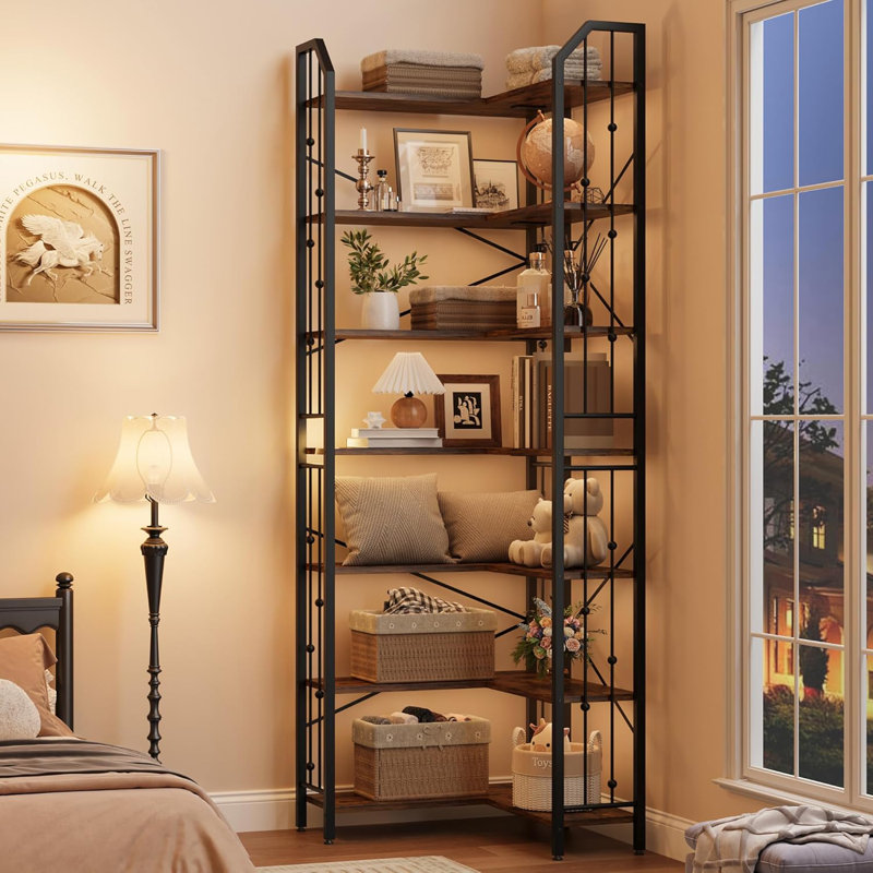 Etagere Bookcase, 218.4cm H x 39.6cm W x 23.9cm D, Brown