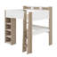 Lit mezzanine en bois pleine grandeur avec tablettes, portemanteaux et bureau-240049206