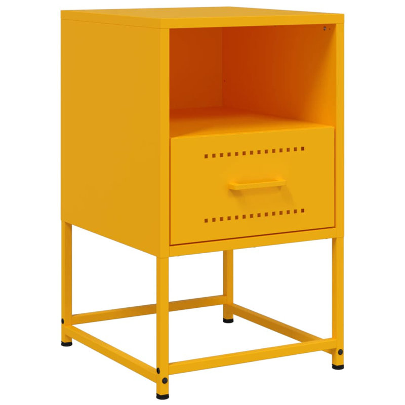 Andrietta 36 cm W Steel Bedside Table, Mustard Yellow, 1