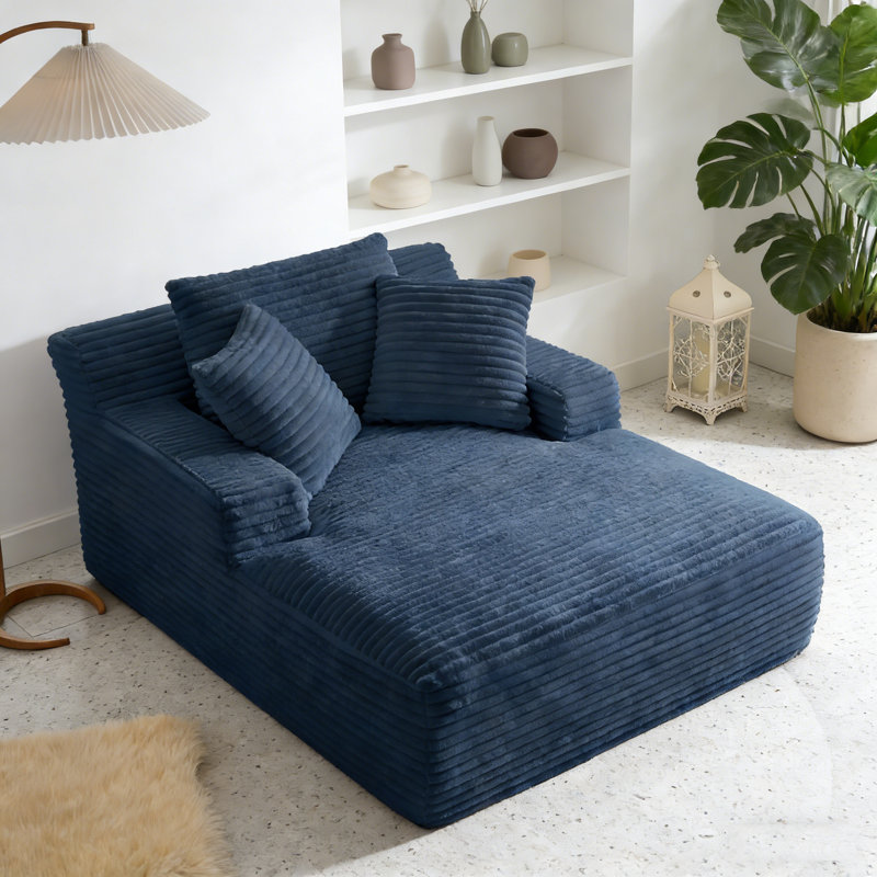 Très grande chaise longue d'intérieur, canapé rembourré en velours côtelé moderne, aucun assemblage requis, canapé-lit confortable pour le salon, le bureau