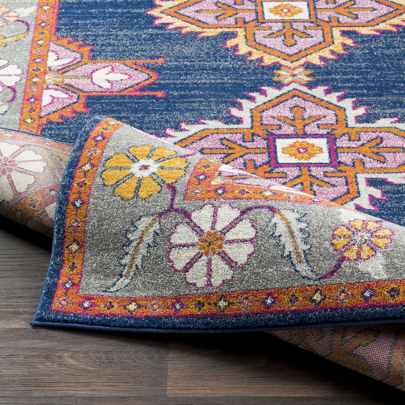 Arteaga Power Loom Blue/Orange/Burgundy Rug, Rectangle 119 x 170cm