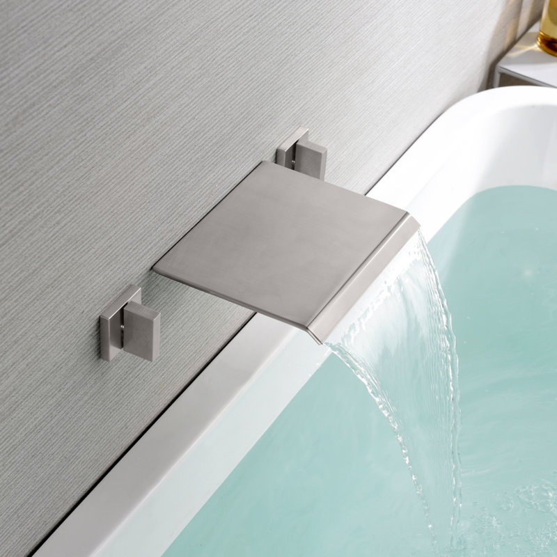 2 Handle Bathroom Waterfall Faucet, Brushed Nickel