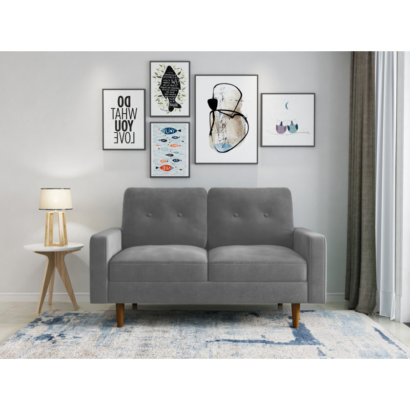 58'' Velvet Loveseat, Gray Velvet 