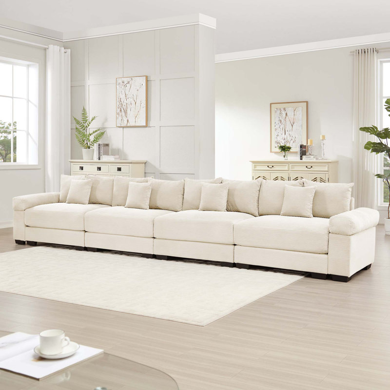 Canapé modulaire surdimensionné Cloud, H 34,2 po x l 167,6 po x P 33,8 po, 4, Beige