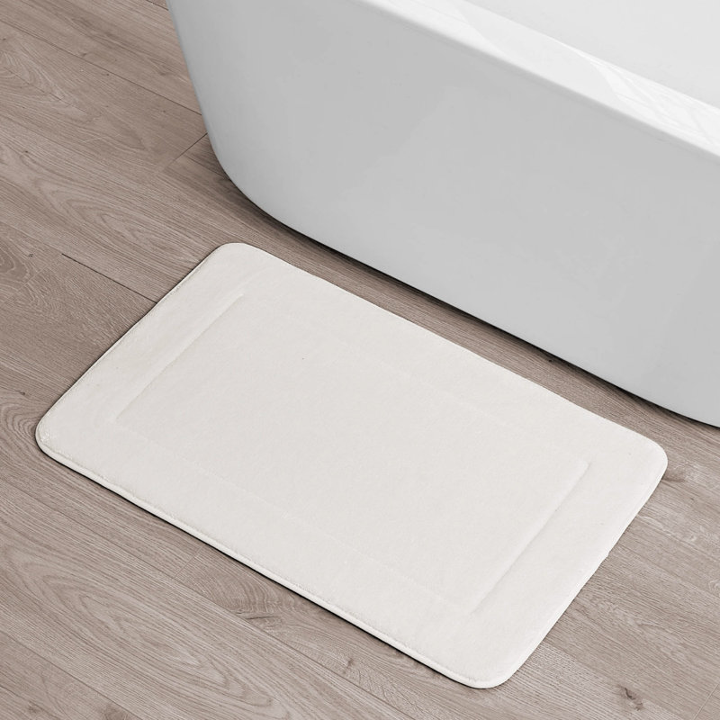 Wayfair Basics® Inglestone Common Hausman Terry Rectangle Non-Slip Bath Rug, White, 20" W x 32" L