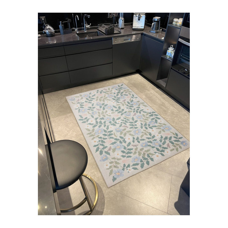 Tapis lavable floral crème, Rectangle 3 pi 3 po x 4 pi 11 po