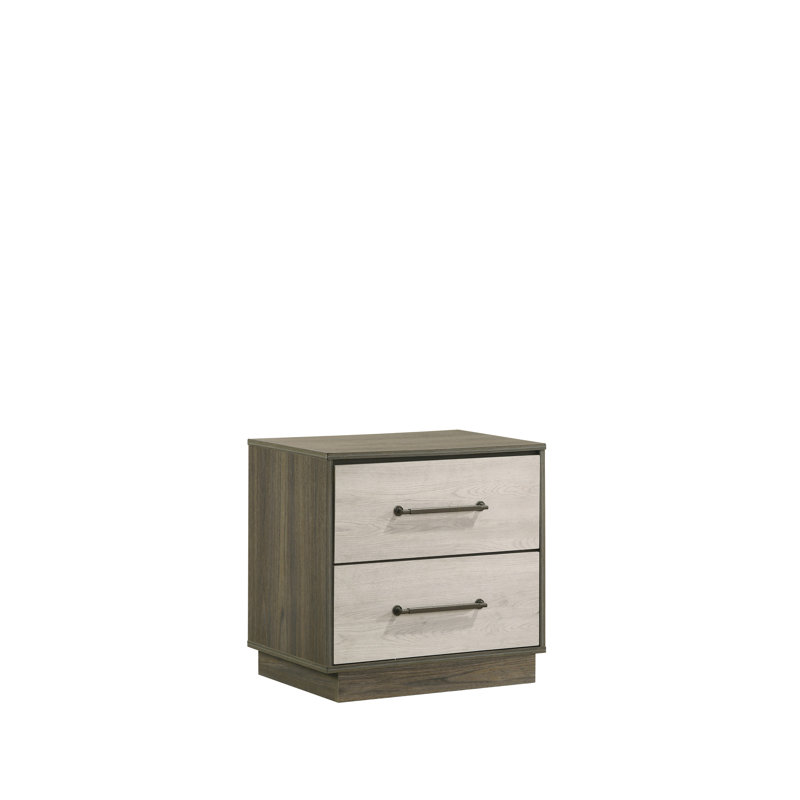 Table de chevet moderne à 2 tiroirs - Agencement de couleurs beige et brun pour la chambre à coucher