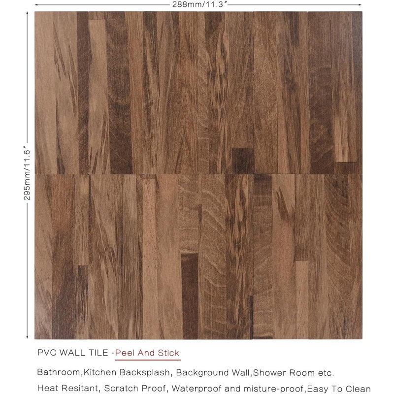 10 Piece Adhesive Backsplash Tile Natural Oak