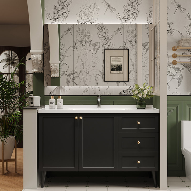 Meuble-lavabo noir de style rétro français