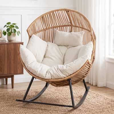 Fauteuil à bascule d'extérieur avec coussin Calcedonio