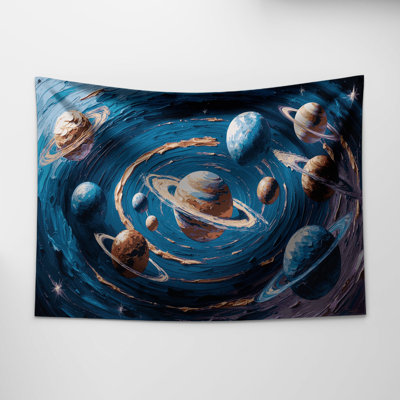 SciFi Solar system planetary alignment Wall Tapestry