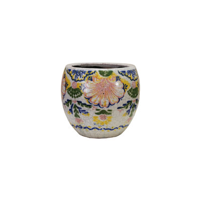 Jardinière en terre cuite avec motif floral