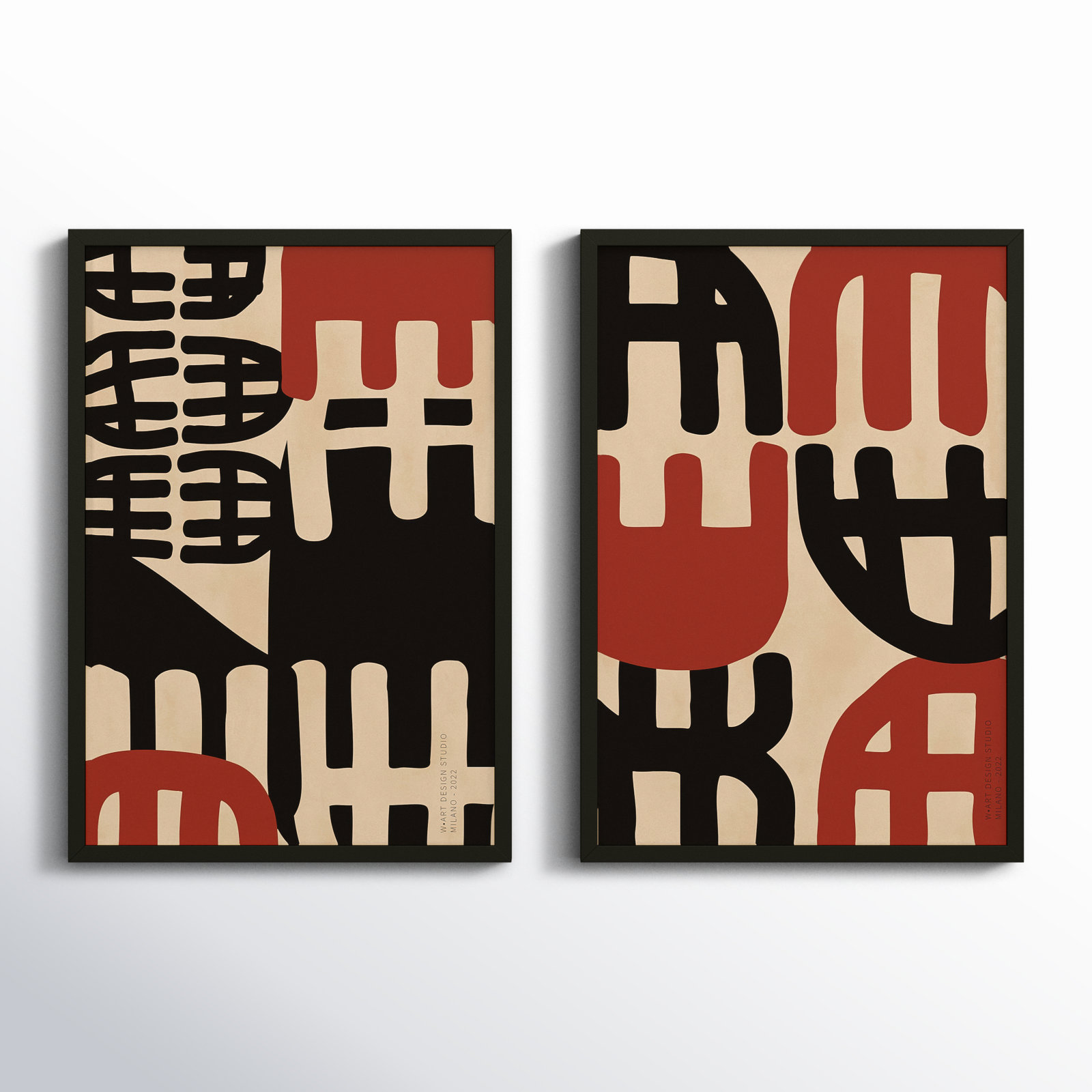 Canton "Bohemian Primitive" 2-Piece Print Set, Maple Framed Paper, 30" H x 21" W x 1.25" D
