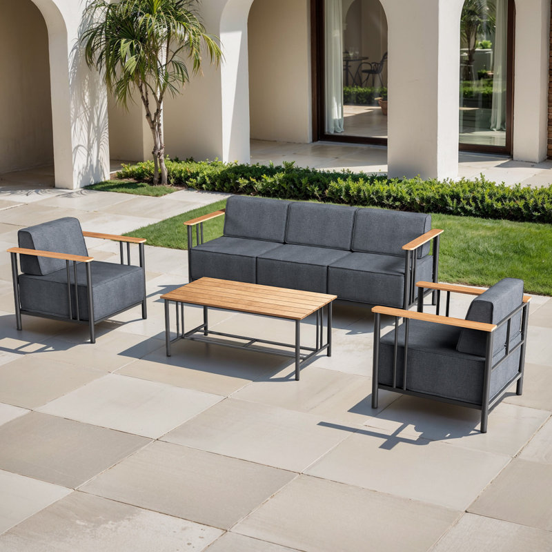 Ensemble de conversation avec table basse Coan, Gray Cushion/Black Frame