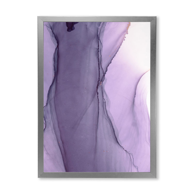 Marbre mauve de luxe liquide Art II - art mural moderne sur toile, Toile avec cadre photo argenté, H 32 po x l 16 po x P 1 po