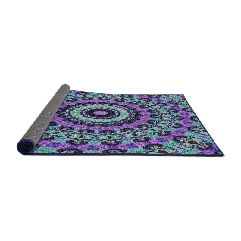 Tapis bleu/rose à tisser électrique, Rond 3 pi