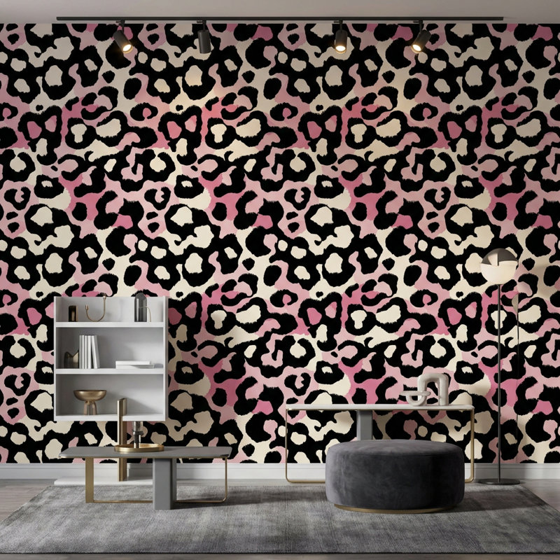 Papier peint adhésif noir Yeni Leopard, Peler et coller