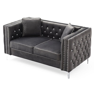 Cannella 63" Velvet Tuxedo Arm Loveseat