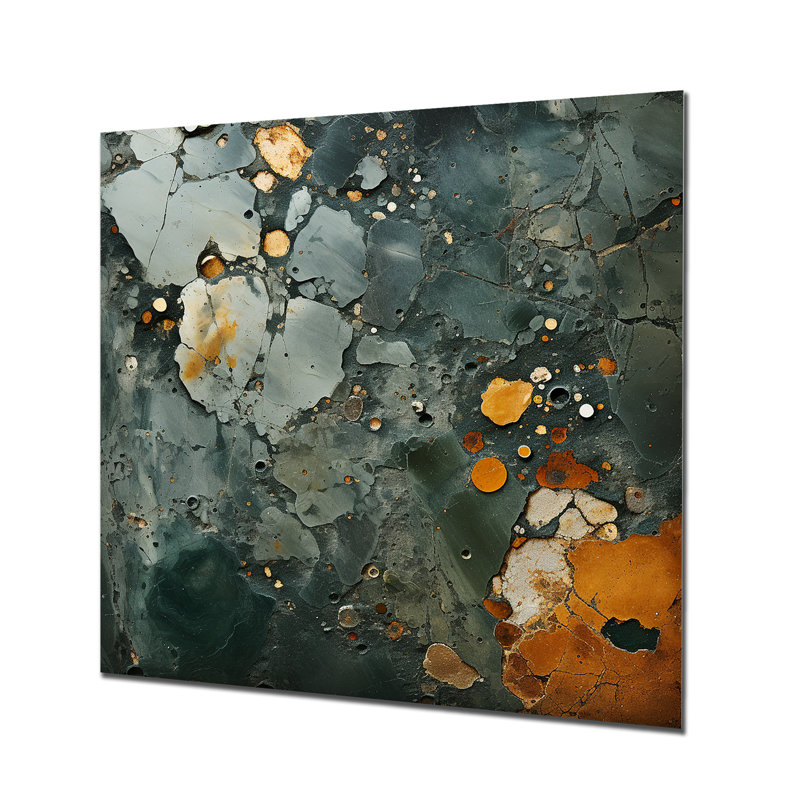 Décoration murale en marbre doré et vert Terrazzo IV - marbre, H 36 po x l 36 po